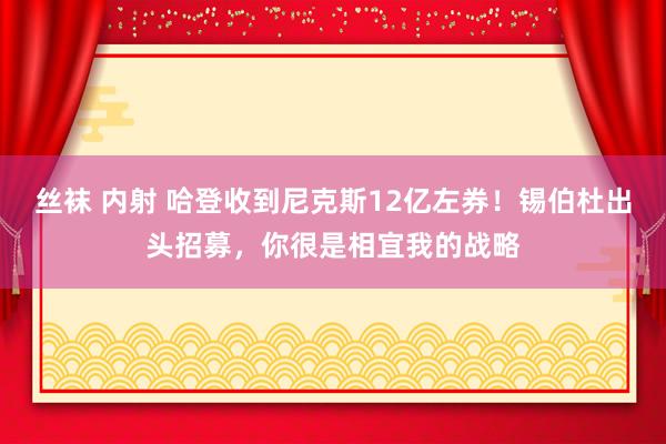 丝袜 内射 哈登收到尼克斯12亿左券！锡伯杜出头招募，你很是相宜我的战略