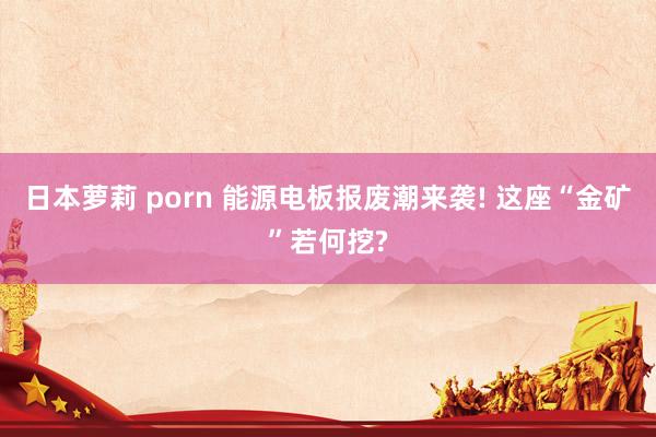 日本萝莉 porn 能源电板报废潮来袭! 这座“金矿”若何挖?